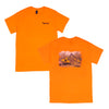 UNISEX T-SHIRT, BRIGHT ORANGE WITH 234C DESIGN GRAPHIC