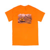 UNISEX T-SHIRT, BRIGHT ORANGE WITH 234C DESIGN GRAPHIC