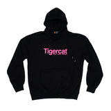 HOODIE, BLACK PULLOVER, PINK TIGERCAT DESIGN
