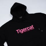 HOODIE, BLACK PULLOVER, PINK TIGERCAT DESIGN