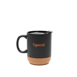 CEREMIC MUG WITH CORK BOTTOM AND TIGERCAT DESIGN