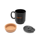 CEREMIC MUG WITH CORK BOTTOM AND TIGERCAT DESIGN