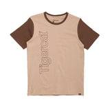 TIGERCAT BRAND JERSEY RINGER T-SHIRT, TWO TONE BROWN