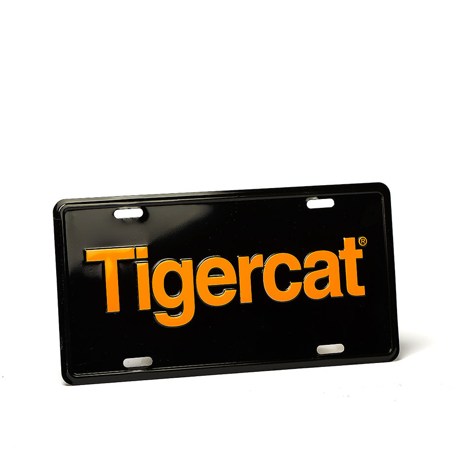 BLACK LICENSE PLATE WITH ORANGE TIGERCAT DESIGN – Tigercat Outfitters