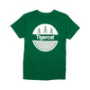 UNISEX EVERYDAY COTTON T-SHIRT, KELLY GREEN WITH CIRCLE TREE STAMP DESIGN