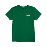 UNISEX EVERYDAY COTTON T-SHIRT, KELLY GREEN WITH CIRCLE TREE STAMP DESIGN