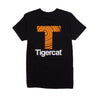 UNISEX, EVERYDAY COTTON T-SHIRT, BLACK WITH ORANGE T-GRAIN DESIGN