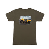 UNISEX T-SHIRT, ARMY GREEN WITH 632H DESIGN GRAPHIC