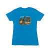 LADIES' T-SHIRT, TURQUOISE WITH 890 GRAPHIC DESIGN